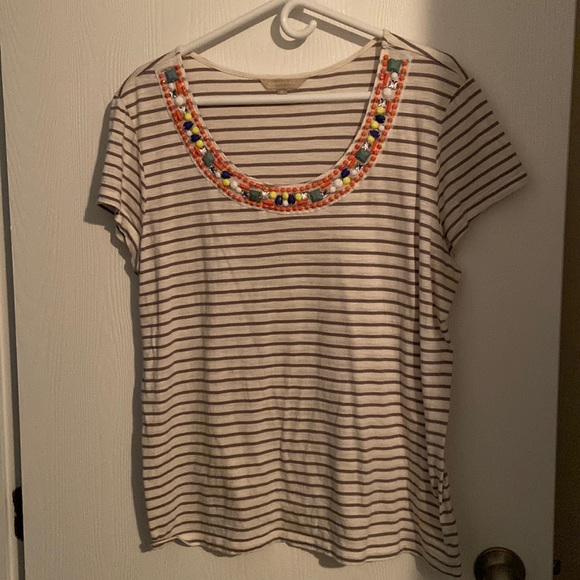 Banana Republic embellished neckline striped tee - XL - Picture 1 of 4